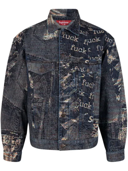 Archive denim jacquard trucker supreme jacket